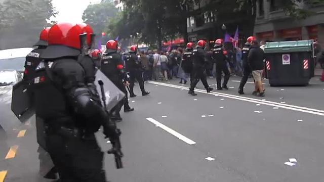 Incidentes en la jornada de huelga del metal en Bilbao