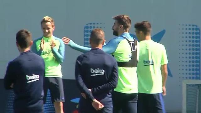 Luis Enrique, con Alcácer