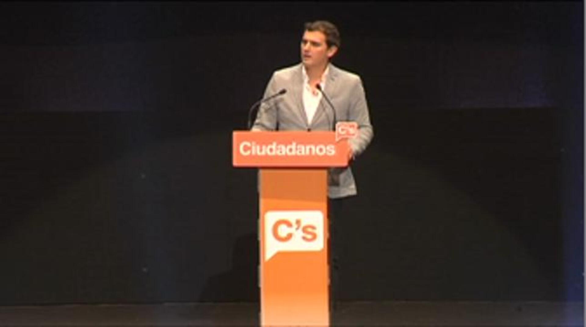 Albert Rivera este domingo en el Palacio de Vistalegre