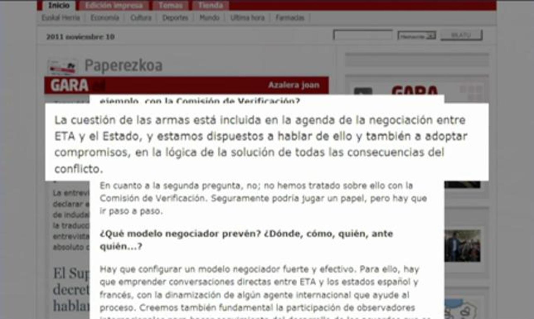ETA pone a los presos como condición para su desarme