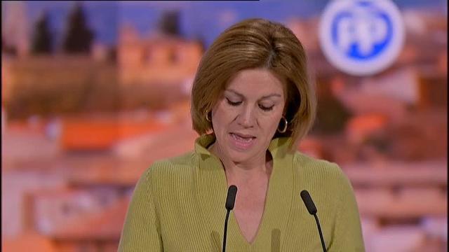 La secretaria general del PP, María Dolores de Cospedal, durante su intervención en el acto de clausura del XVIII Congreso