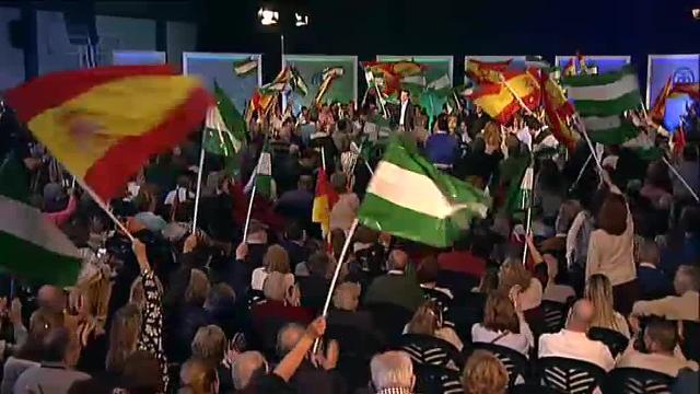 Pablo Casado, en el mitin de Algeciras, donde se ha llenado el Pabellón Santa Teresa