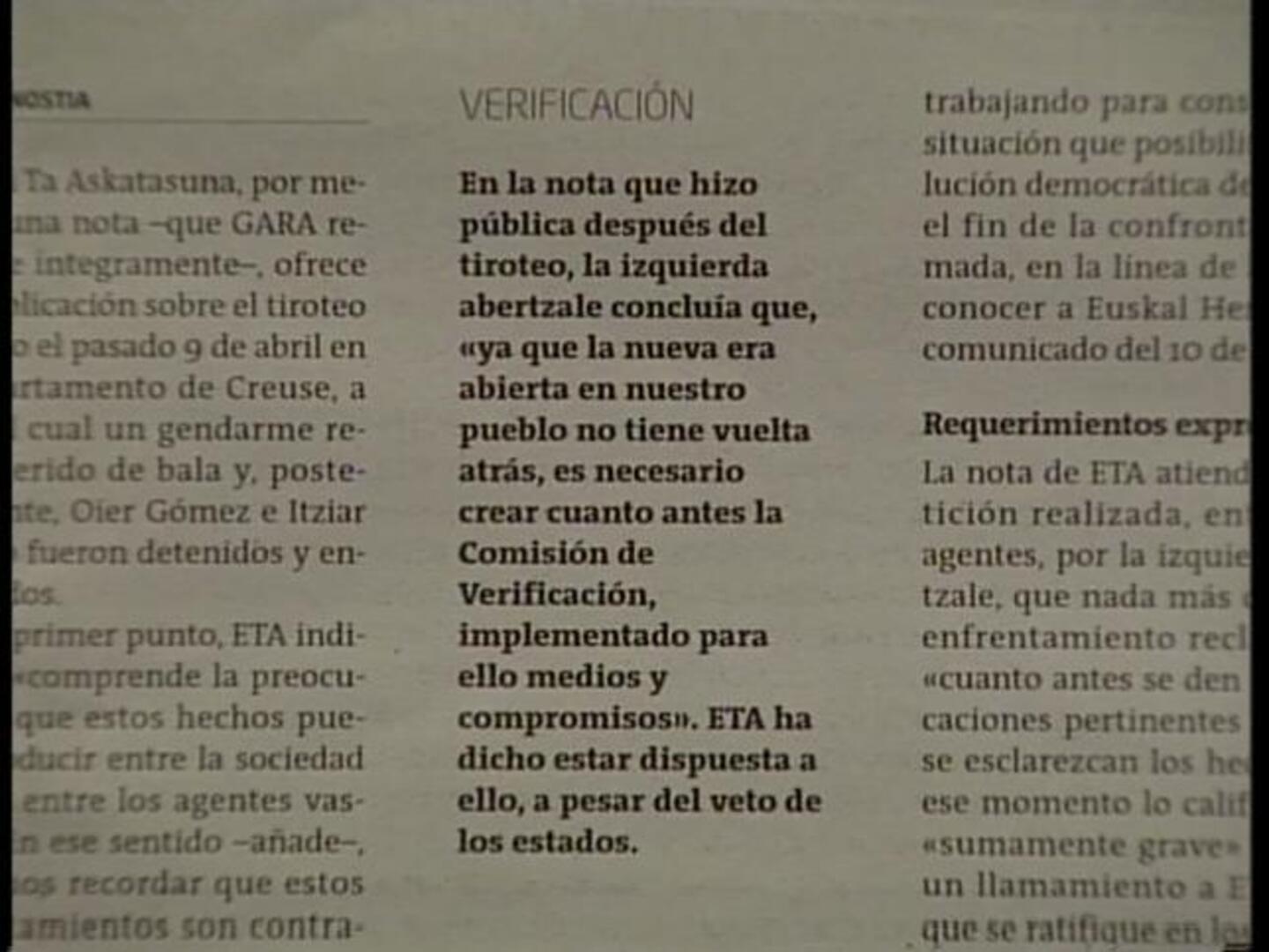 ETA responde a los abertzales y justifica el tiroteo en Francia