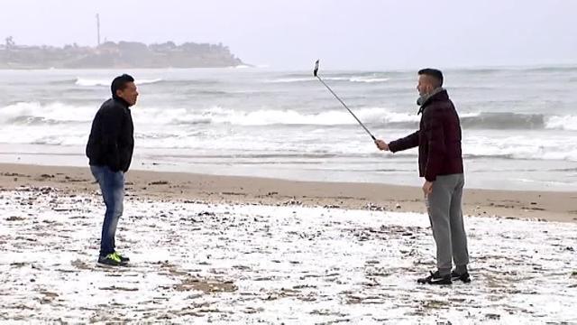 Imagen de la playa de Denia tomada esta mañana