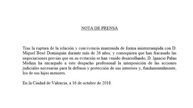 Nacho Palau emprende acciones legales contra Miguel Bosé
