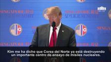 Trump destaca el compromiso de Kim por una "completa desnuclearización"