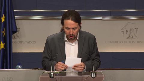 Pedro Sánchez y Pablo Iglesias durante la reunión que mantuvieron este martes en el Congreso