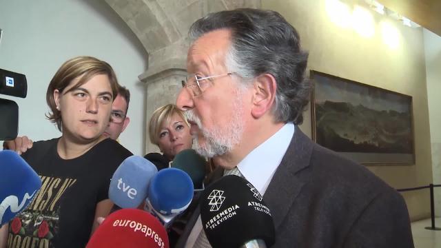Imagen de Alfonso Grau, hoy en su declaración en la Comisión de Investigación de Feria Valencia