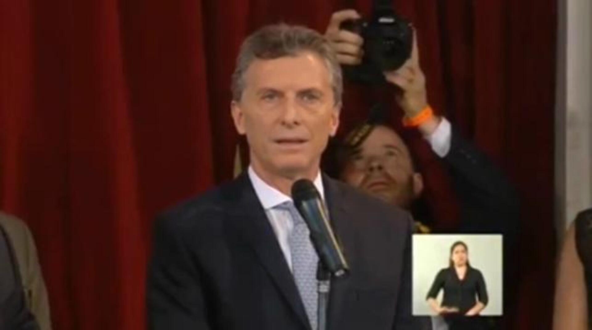 Mauricio Macri, durante su discurso tras prestar juramento en el Congreso