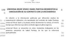 Isabel Pantoja y Universal Music desmienten ruptura