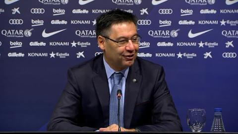 Josep María Bartomeu, durante la rueda de prensa