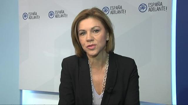 La secretaria general del PP, María Dolores de Cospedal, en el Congreso celebrado este fin de semana