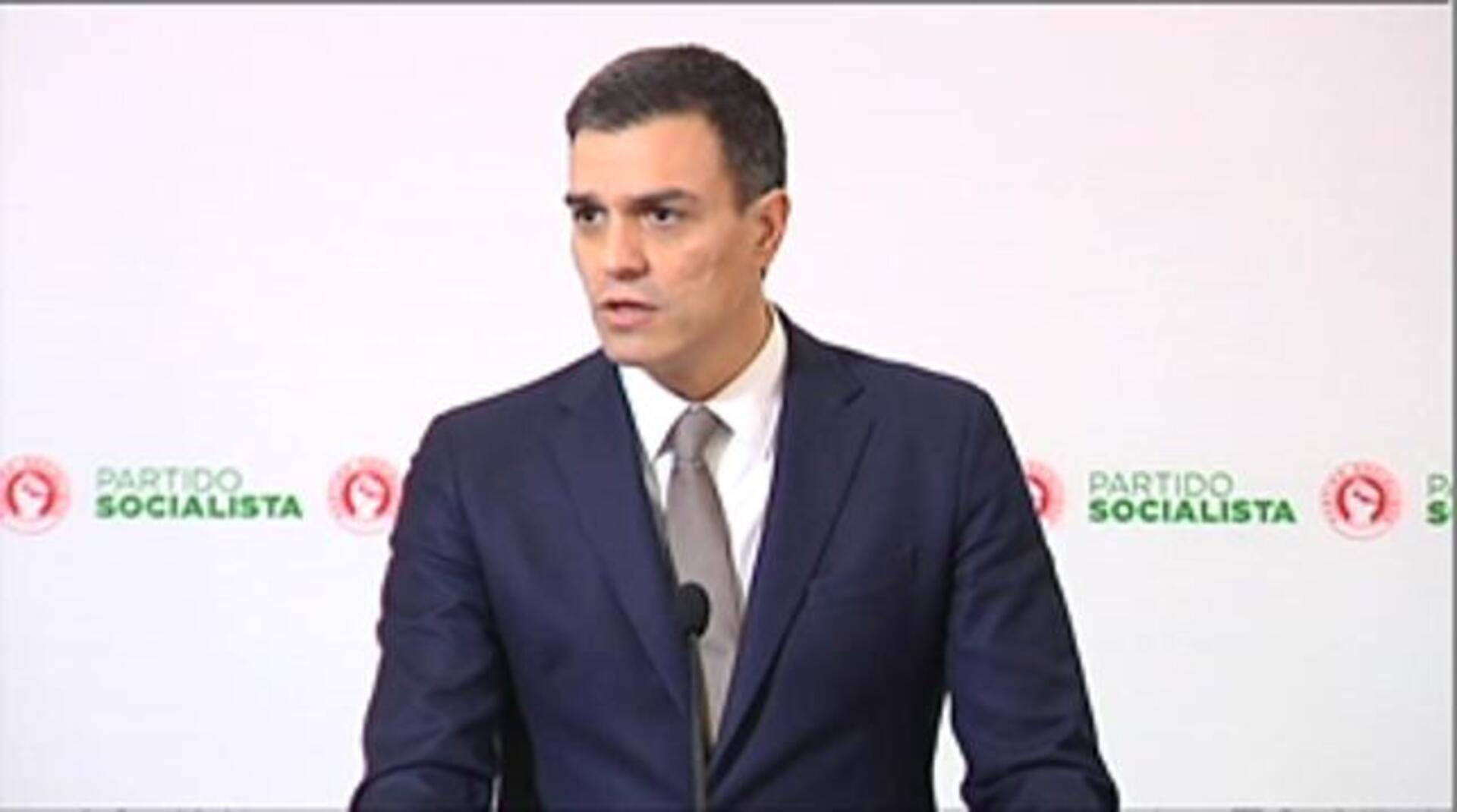 Pedro Sánchez, durante la rueda de prensa posterior a su encuentro con Costa