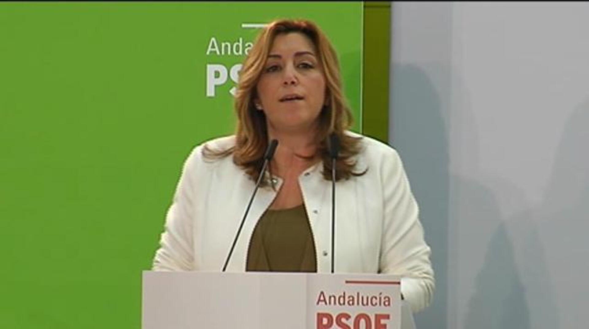 La presidenta Susana Díaz en la reunión de la interparlamentaria andaluza junto a Francisco Conejo y Juan Cornejo