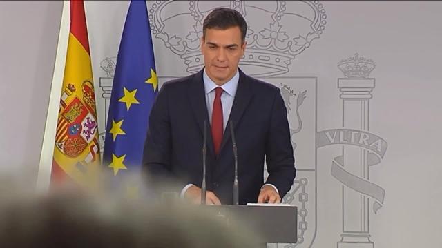 Pedro Sánchez, presidente del Gobierno, durante una comparecencia