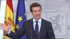 Casado ofrece a Sánchez volver a aplicar el 155 si el Govern continúa con "la hoja de ruta de ruptura"