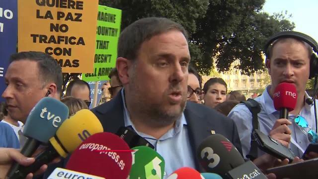 La cabecera de la manifestación ayer en Barcelona