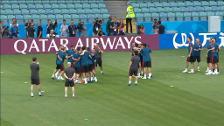 Último entrenamiento de España antes de su debut frente a Portugal