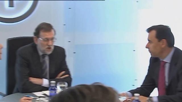 Cristina Cifuentes y Mariano Rajoy, en la copa de navidad del PP de Madrid