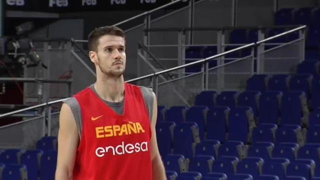 Sesión de tiro en el Wizink Center antes del partido contra Letonia