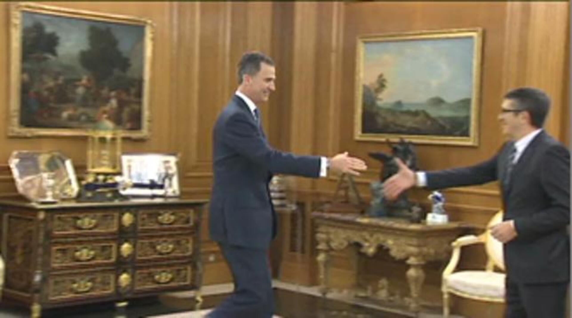Don Felipe y Patxi López en la mañana de este jueves en el Palacio de La Zarzuela