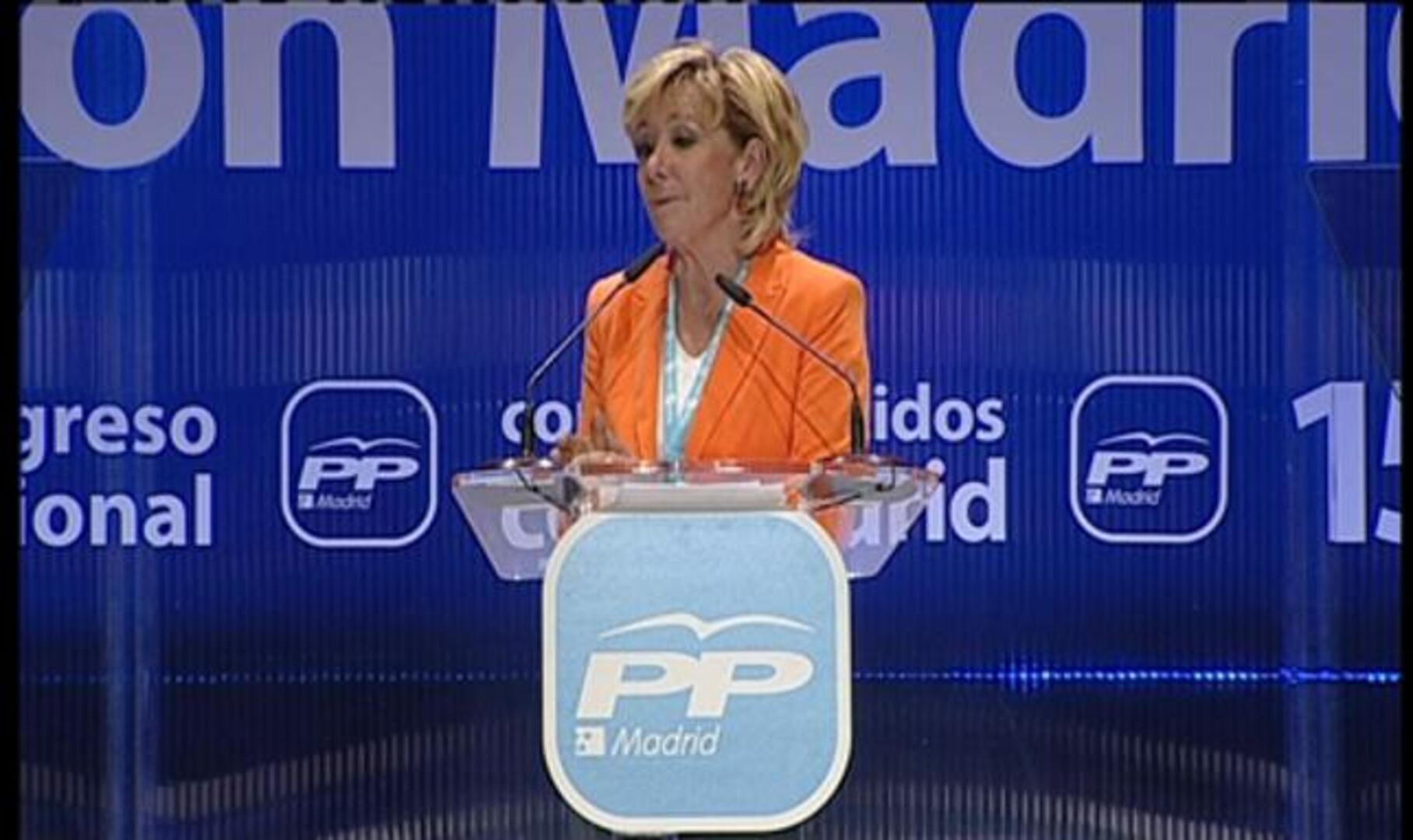 Esperanza Aguirre, reelegida presidenta del PP de Madrid con un 97,2% de los votos