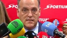 Lo que dijo Tebas sobre el Huesca-Nástic: «Saltaron las alarmas pero no significa que esté amañado»