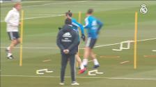 Benzema y Courtois se entrenan con el grupo