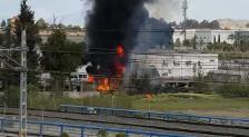 Incendio en un contenedor de residuos en Málaga