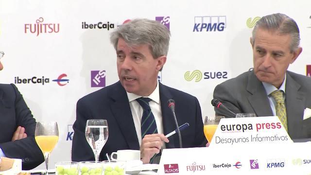 El presidente de la Comunidad de Madrid, Ángel Garrido, durante el desayuno informativo