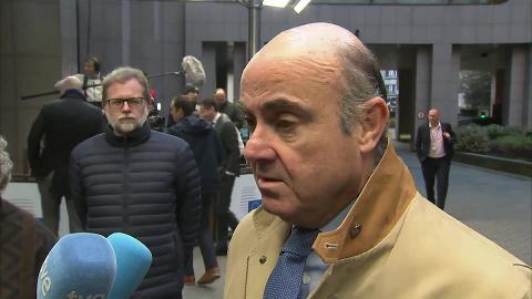 Luis De Guindos, durante su intervención en la Eurocámara