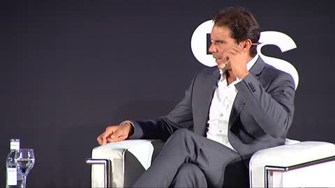 Rafa nadal, durante una conferencia en Zaragoza