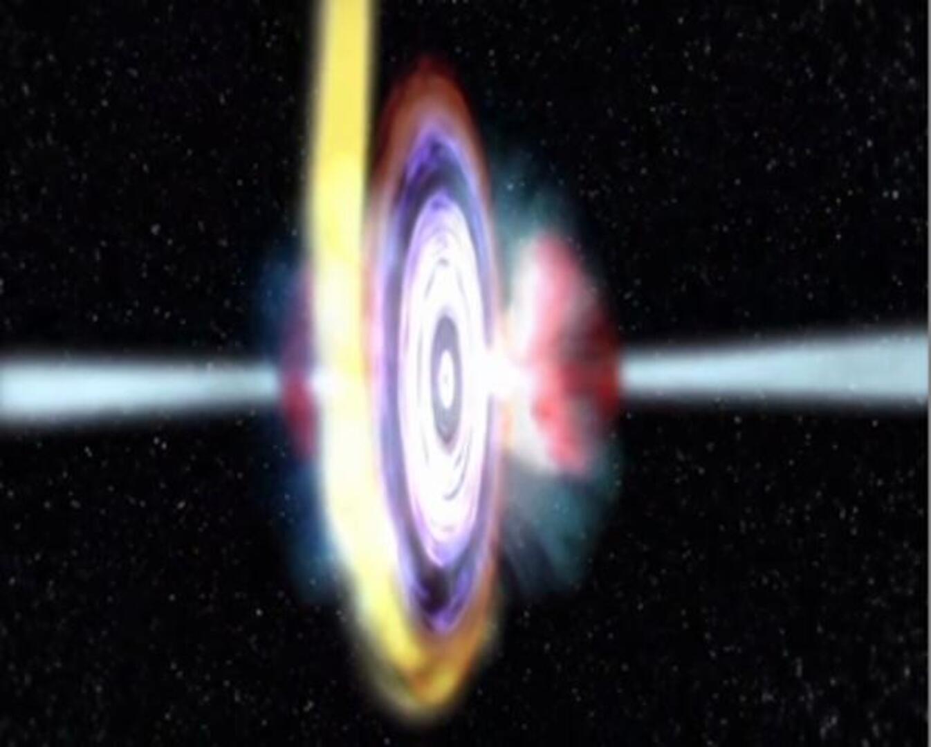 Fotografía que muestra los jets de materia y energía que salen del agujero negro del interior de la galaxia Centauro A