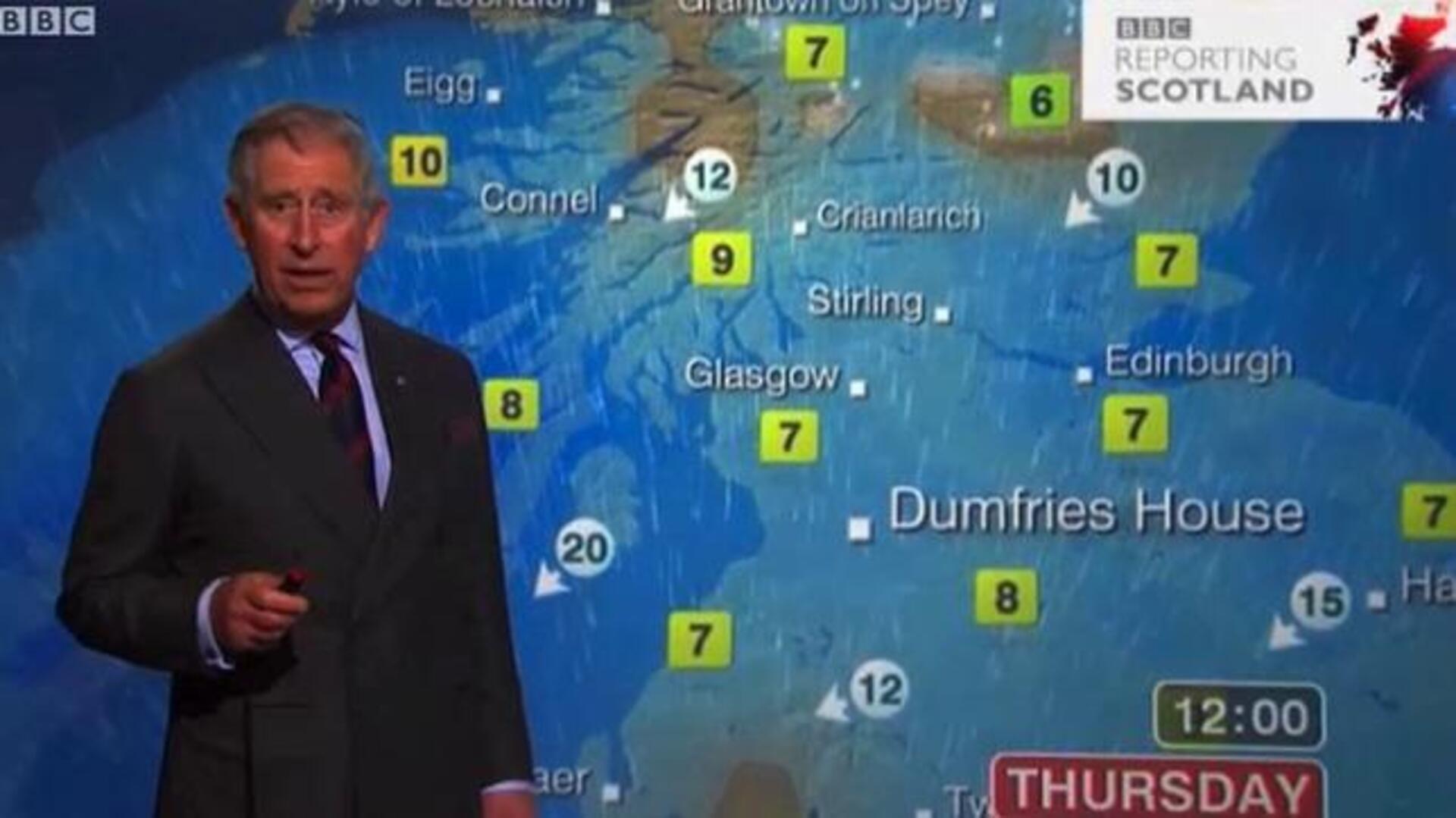 El Príncipe Carlos de Inglaterra, presentador del tiempo en la BBC