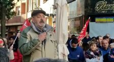 José Antonio Abad (Monta), líder sindical obrero histórico, en la concentración de los trabajadores del calzado de Arnedo
