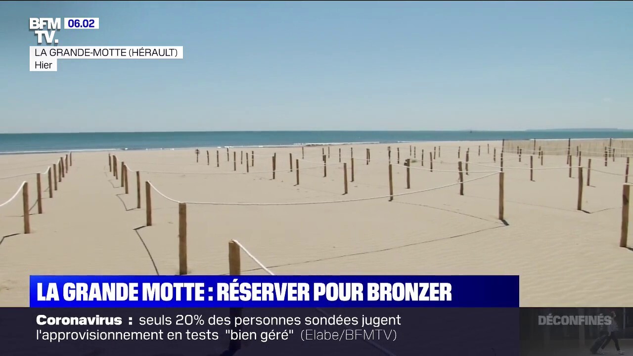 A La Grande Motte Il Faut Reserver Sa Place Sur La Plage Pour Pouvoir Bronzer