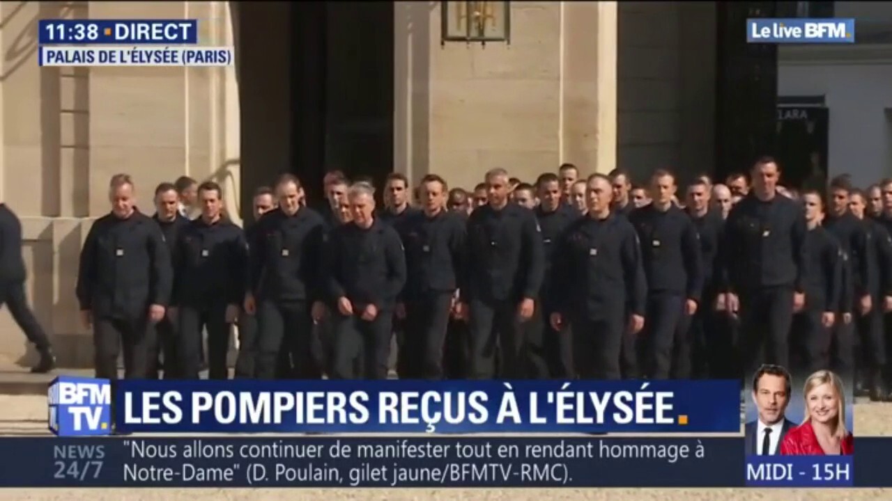 Notre Dame Près De 300 Sapeurs Pompiers Arrivent à Lélysée Où Ils Vont être Reçus Par Emmanuel Macron - 