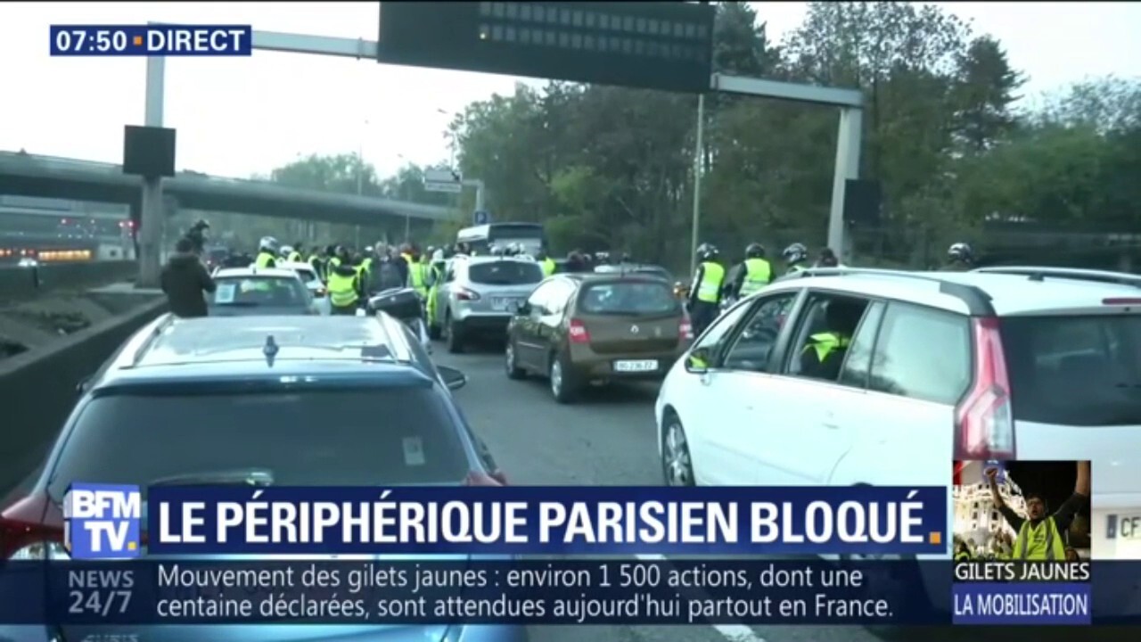 Gilets Jaunes Le Périphérique Parisien Déjà à Larrêt Entre Porte Maillot Et Porte Dauteuil